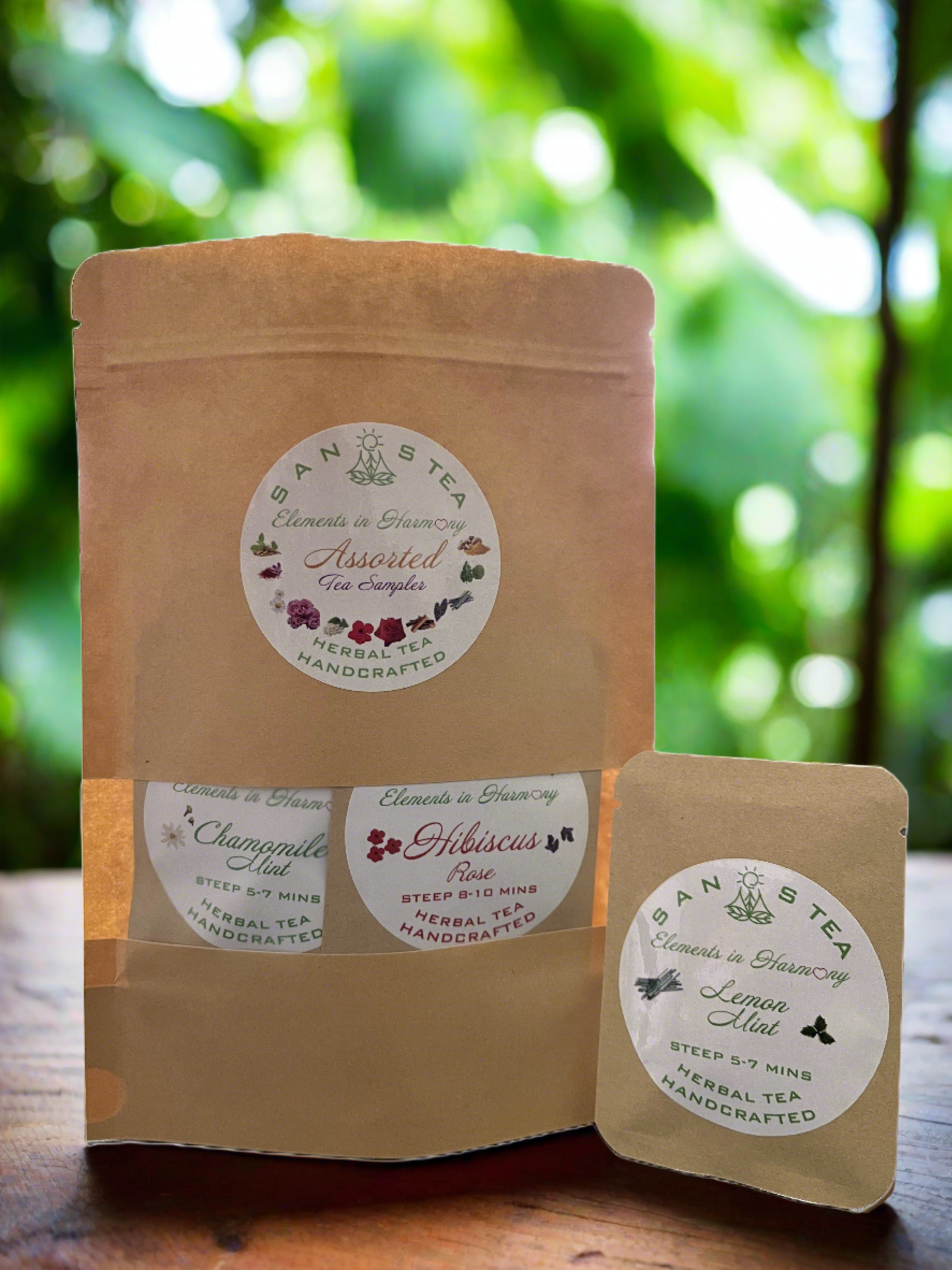 SanosTea sampler - Chamomile, Lemon, Hibiscus and Cacao - 3 count each (total 12 count)