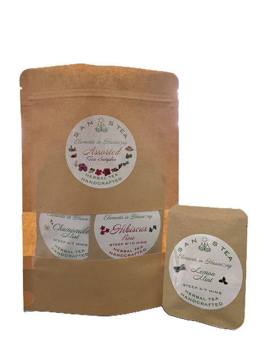 SanosTea sampler - Chamomile, Lemon, Hibiscus and Cacao - 3 count each (total 12 count)