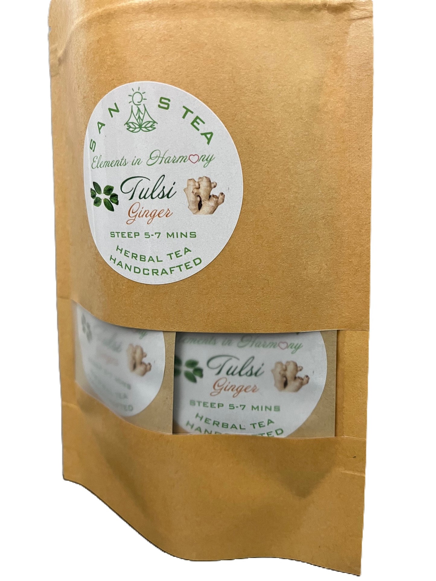 SanosTea Premium Organic Tulsi Ginger Herbal Tea