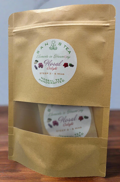 Side view of the Floral delight tea pack